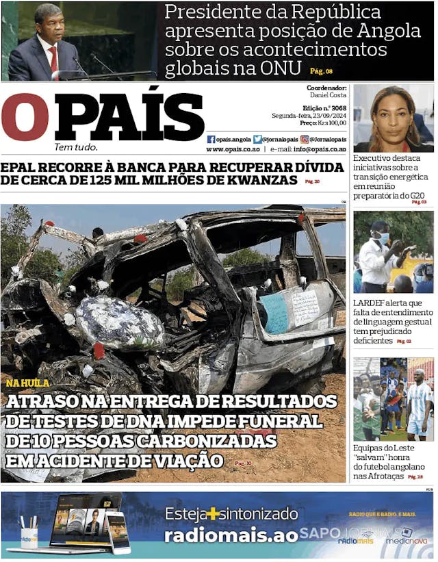 Capa jornal O País 2024-09-23