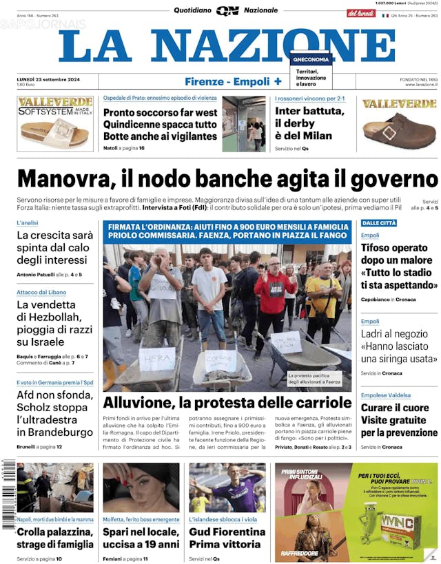 Capa jornal La Nazione 2024-09-23