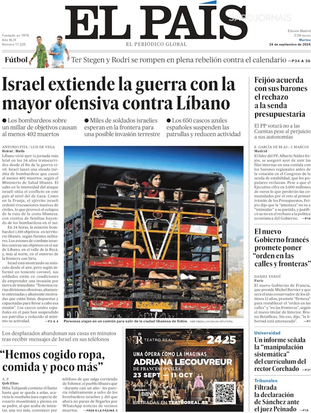 Capa jornal El País 2024-09-24