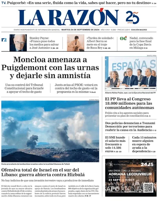 Capa jornal La Razón 2024-09-24