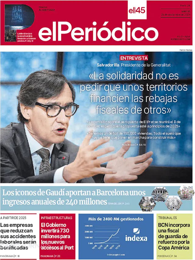 Capa jornal El Periódico de Catalá 2024-09-24