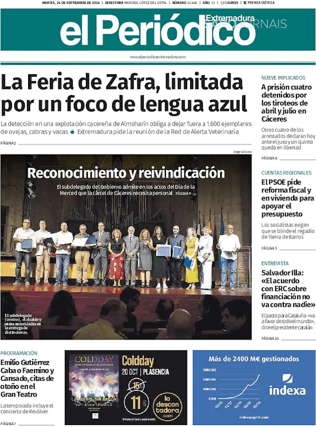 Capa jornal El Periódico de Extremadura 2024-09-24