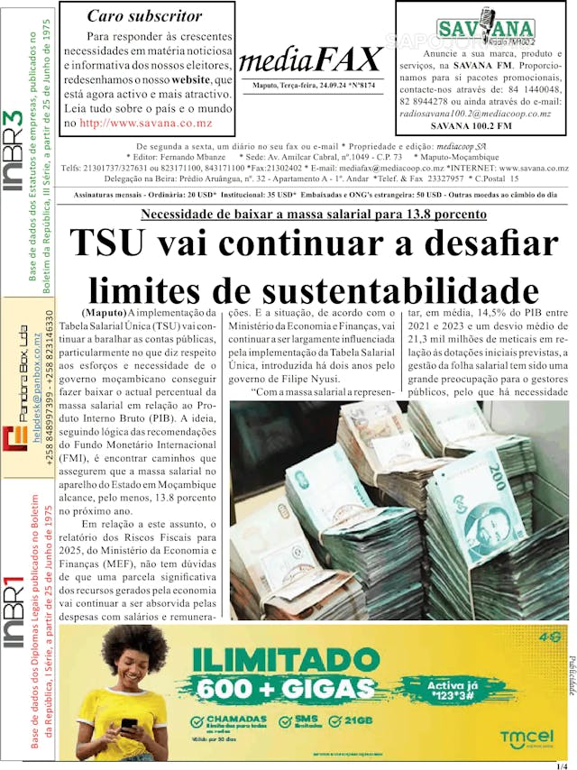 Capa jornal Mediafax 2024-09-24