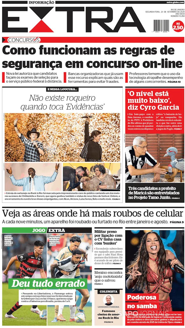 Capa jornal Extra 2024-09-23