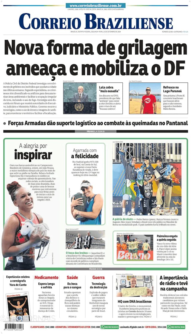 Capa jornal Correio Braziliense 2024-09-23