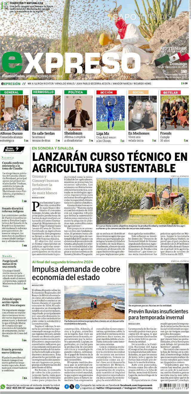 Capa jornal Expreso 2024-09-22