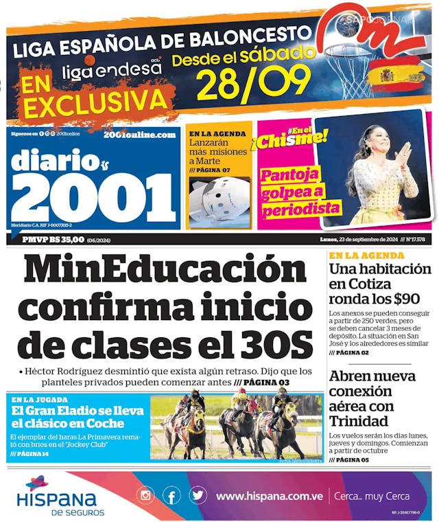 Capa jornal Diario 2001 2024-09-23