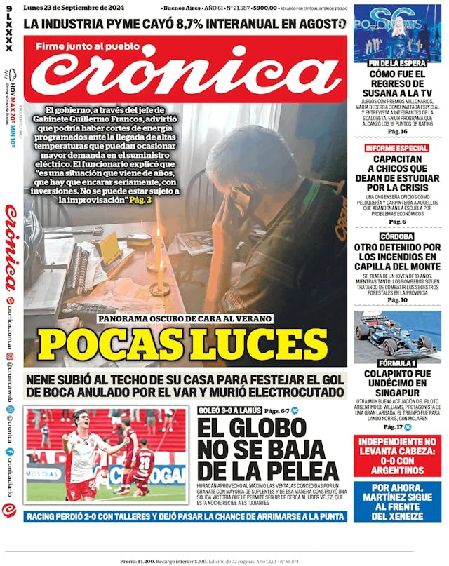 Capa jornal Crónica 2024-09-23