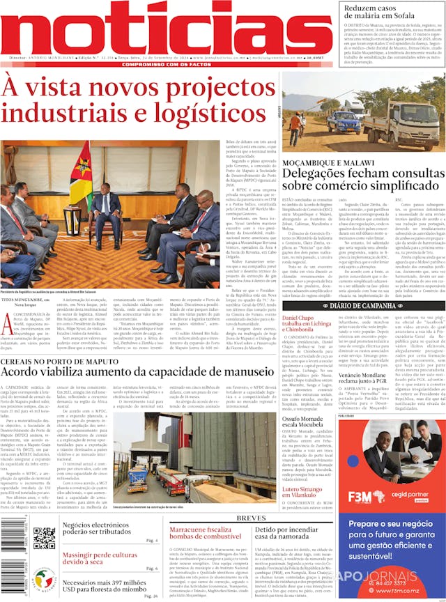 Capa jornal Notícias 2024-09-24