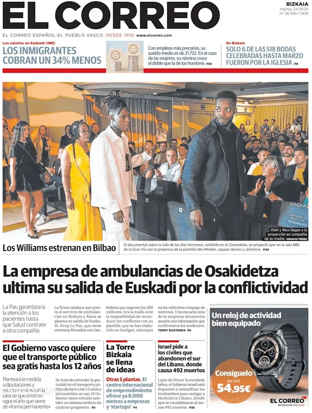 Capa jornal El Correo Digital 2024-09-24