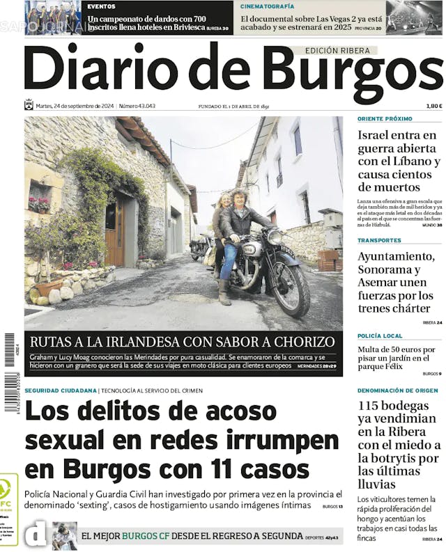 Capa jornal Diario de Burgos 2024-09-24