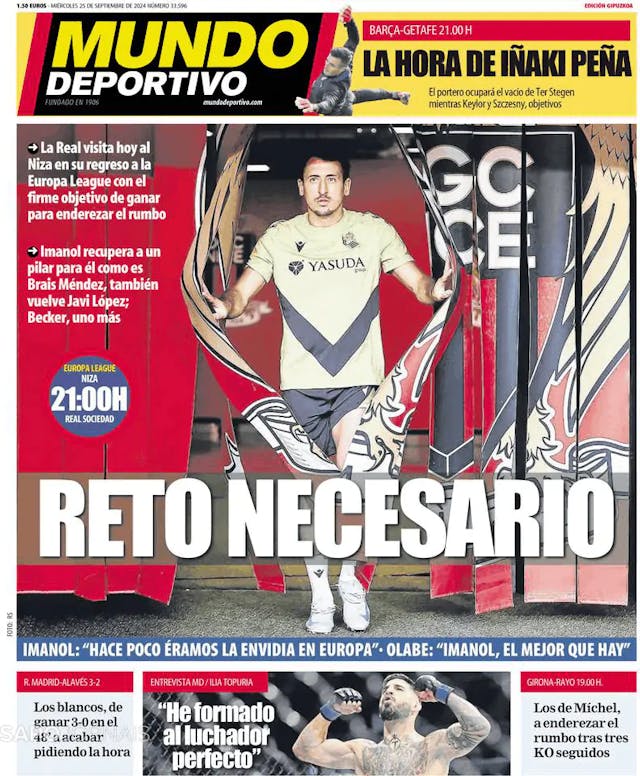 Capa jornal Mundo Deportivo (Gipuzkoa) 2024-09-25