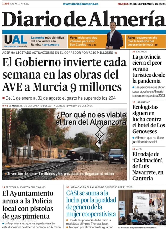 Capa jornal Diario de Almería 2024-09-24