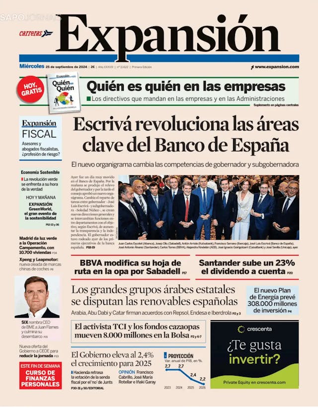 Capa jornal Expansión 2024-09-25