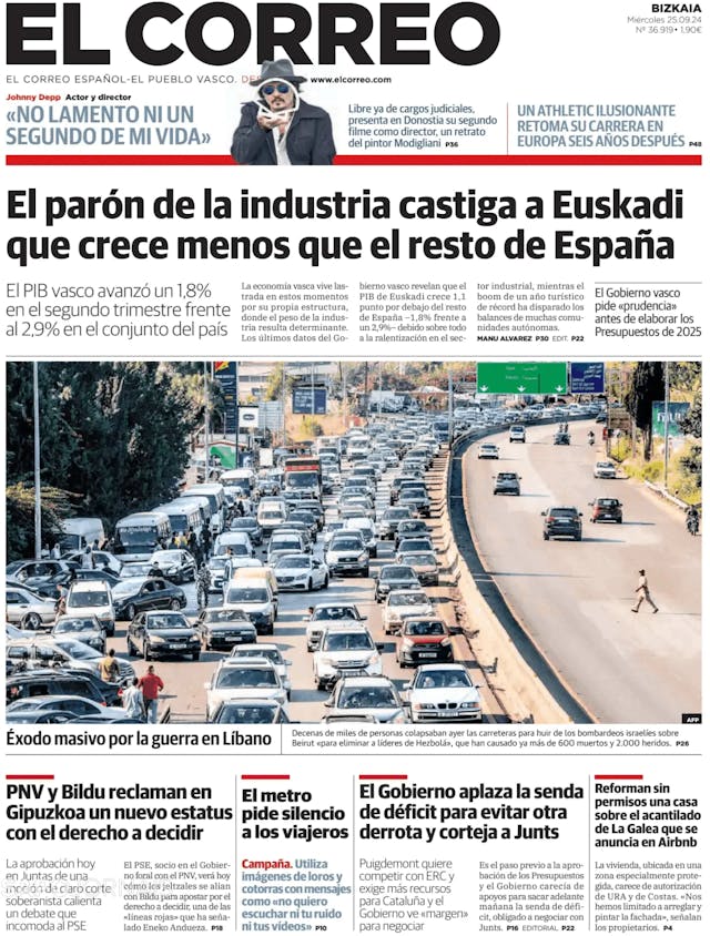 Capa jornal El Correo Digital 2024-09-25