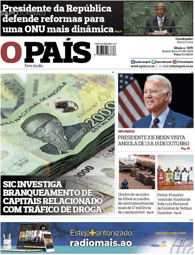 Capa jornal O País 2024-09-25