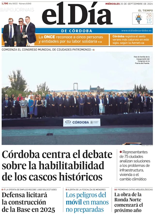 Capa jornal El Día de Córdoba 2024-09-25