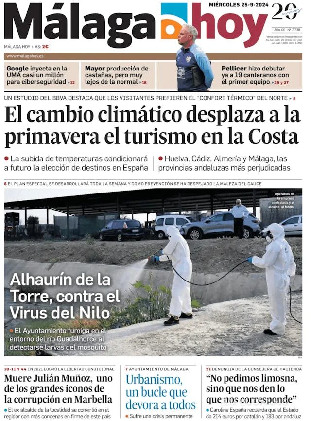 Capa jornal Málaga Hoy 2024-09-25