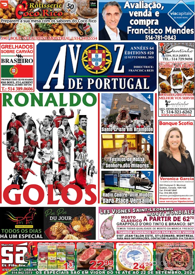 Capa jornal A Voz de Portugal 2024-09-12