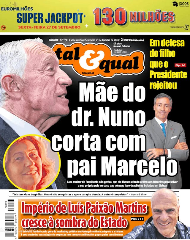 Capa jornal Tal & Qual 2024-09-26