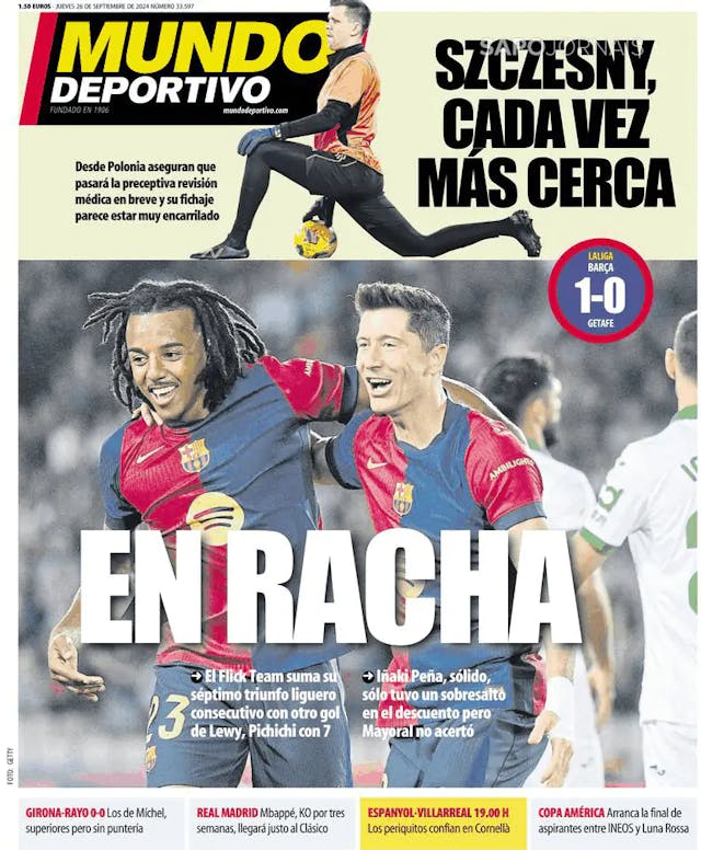 Capa jornal Mundo Deportivo 2024-09-26