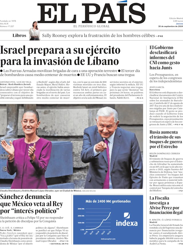 Capa jornal El País 2024-09-26