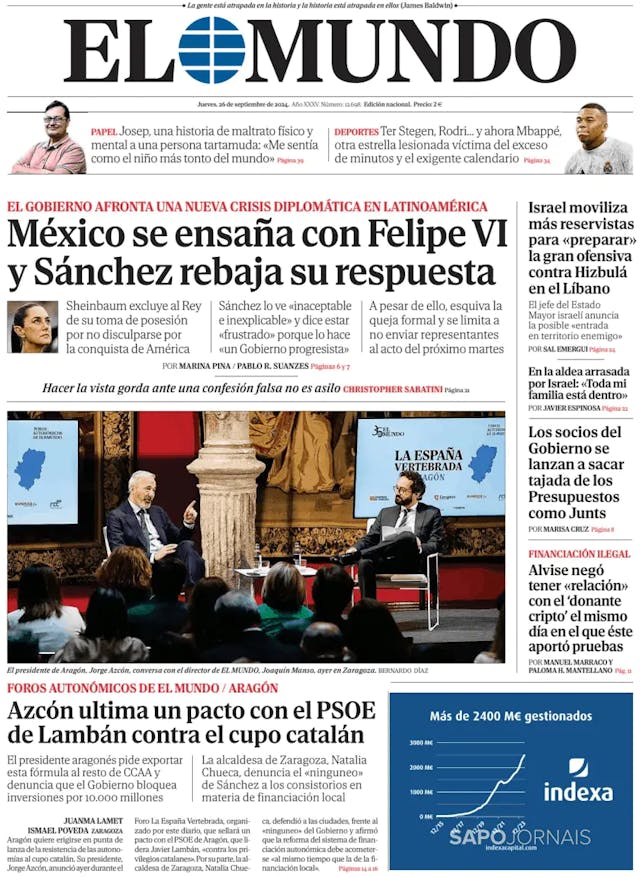 Capa jornal El Mundo 2024-09-26