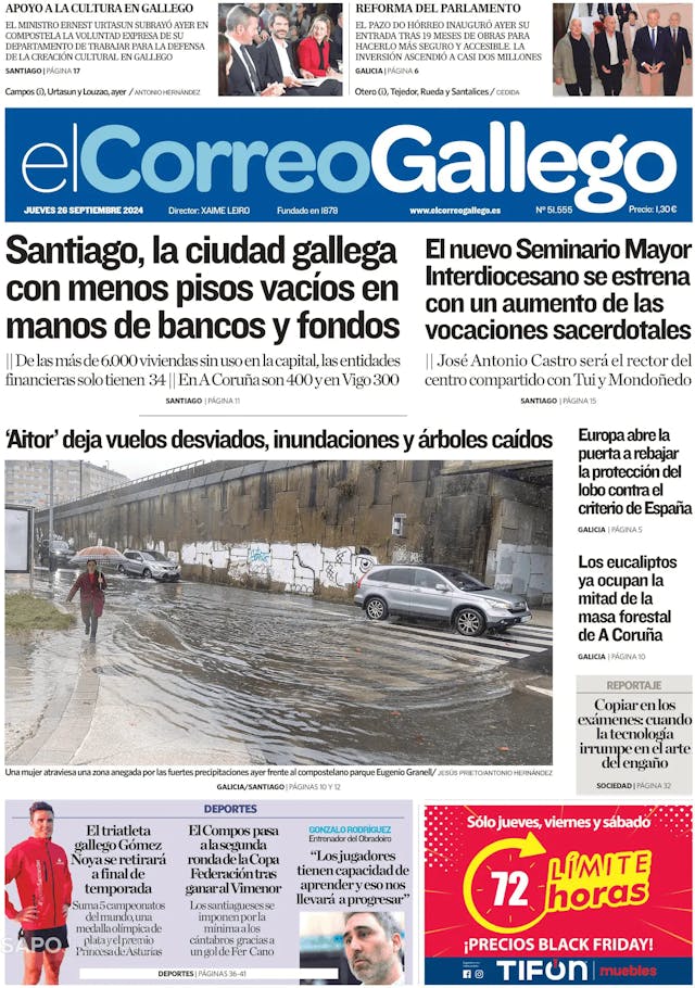 Capa jornal El Correo de Gallego 2024-09-26