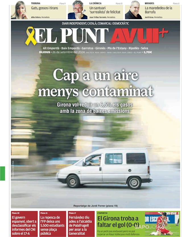 Capa jornal El Punt Avui | Edició Girona 2024-09-26