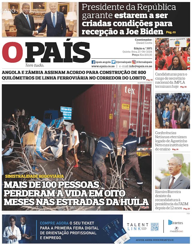 Capa jornal O País 2024-09-26