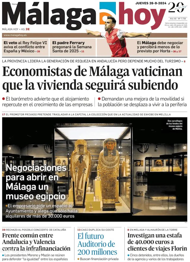 Capa jornal Málaga Hoy 2024-09-26