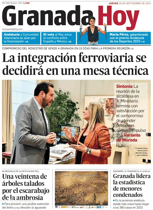 Capa jornal Granada Hoy 2024-09-26