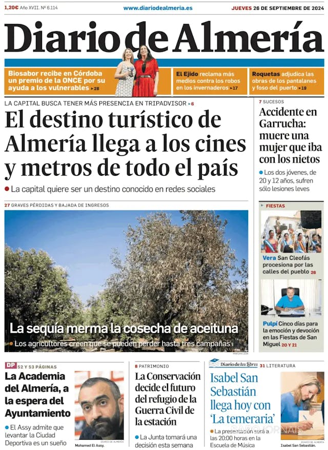 Capa jornal Diario de Almería 2024-09-26