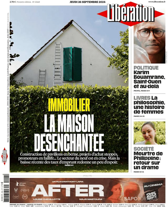 Capa jornal Libération 2024-09-26