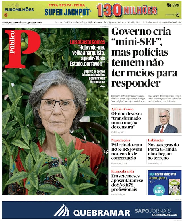 Capa jornal Público 2024-09-27