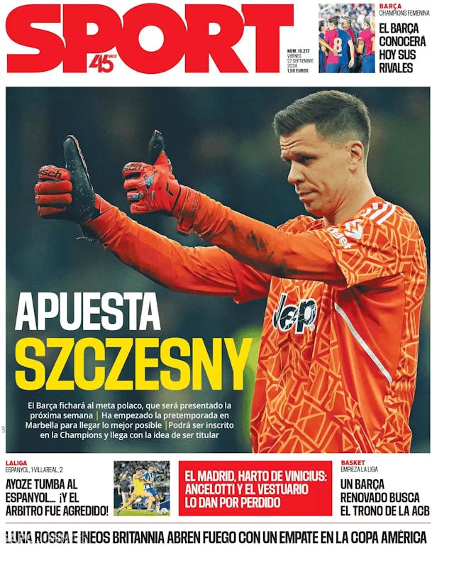 Capa jornal Sport 2024-09-27