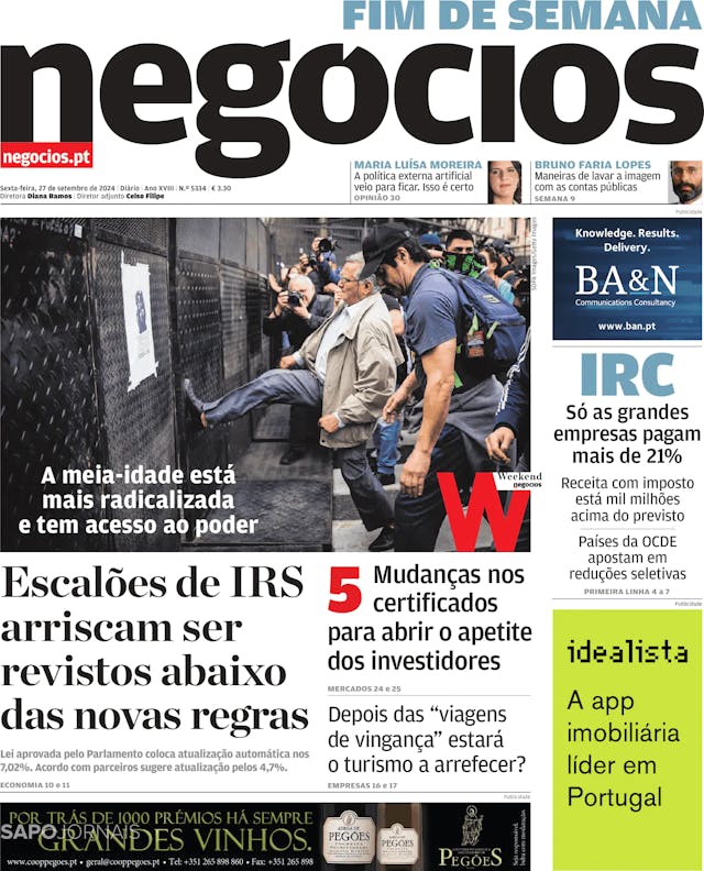 Capa jornal Jornal de Negócios 2024-09-27