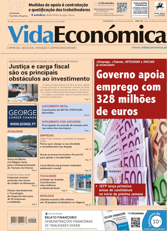 Capa jornal Vida Económica 2024-09-27