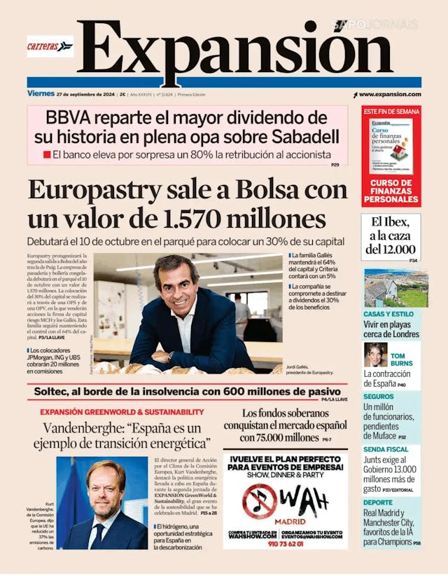 Capa jornal Expansión 2024-09-27