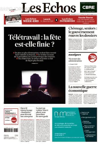 Capa jornal Les Echos 2024-09-27