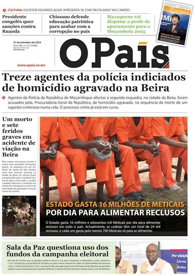 Capa jornal O País 2024-09-27