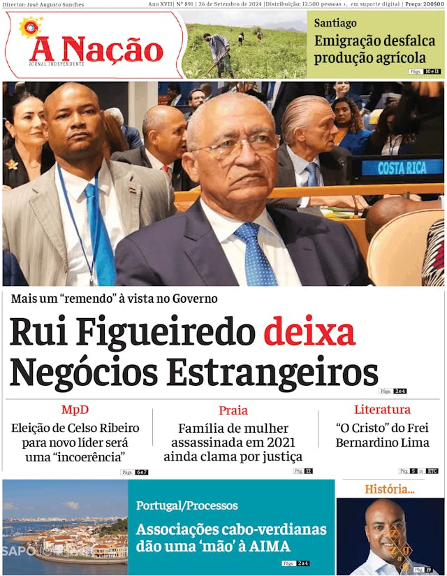 Capa jornal A Nação 2024-09-26