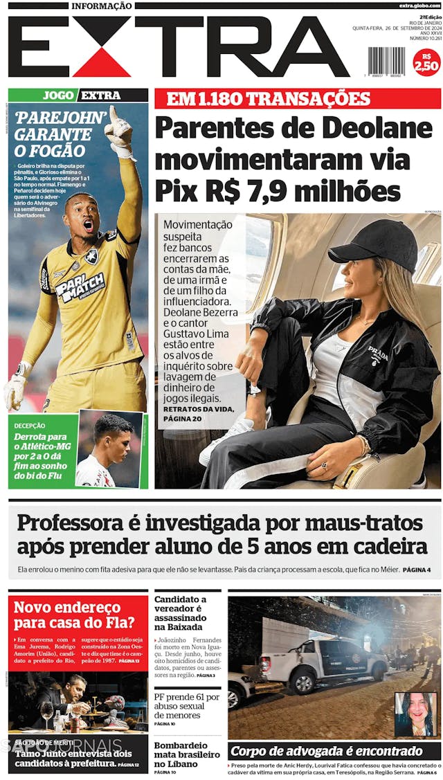 Capa jornal Extra 2024-09-26