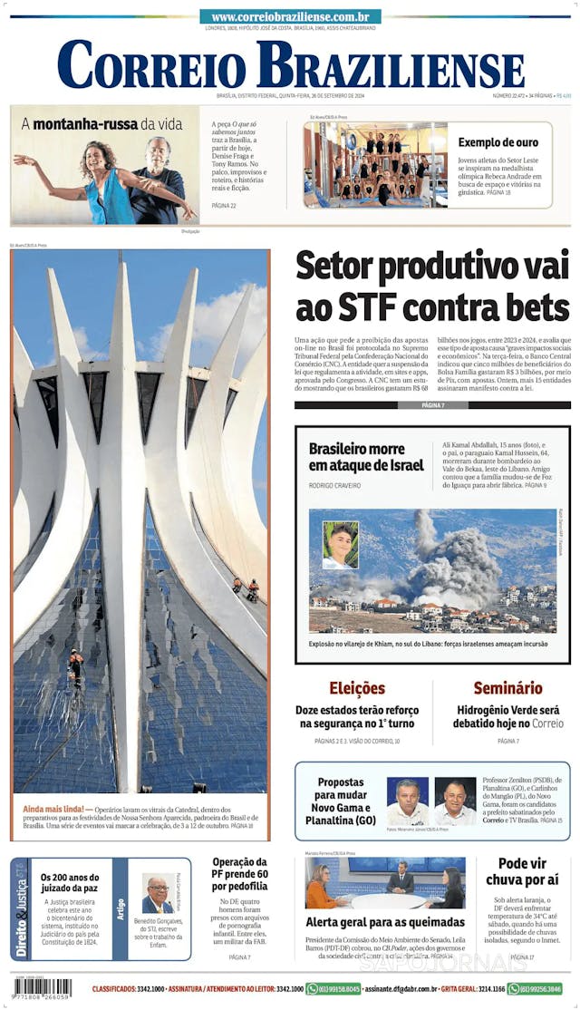 Capa jornal Correio Braziliense 2024-09-26