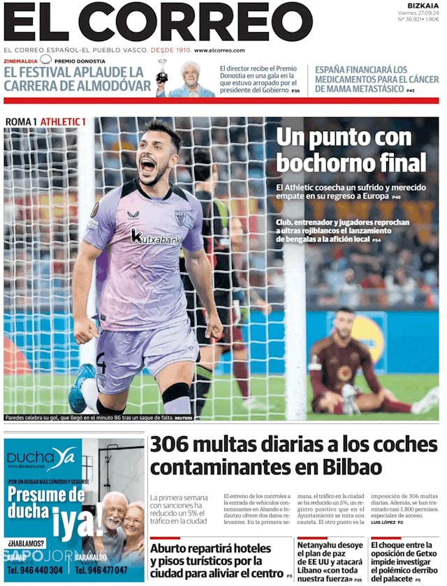 Capa jornal El Correo Digital 2024-09-27