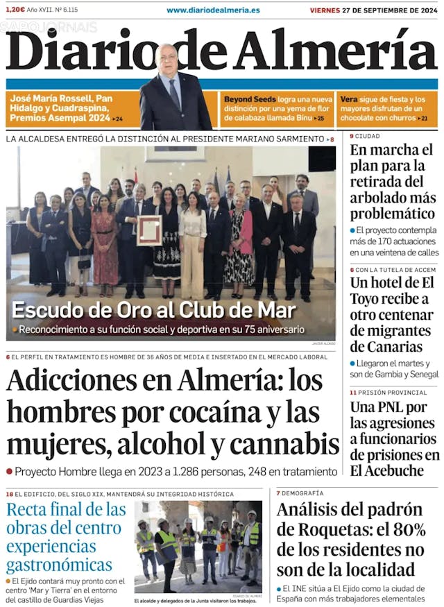 Capa jornal Diario de Almería 2024-09-27