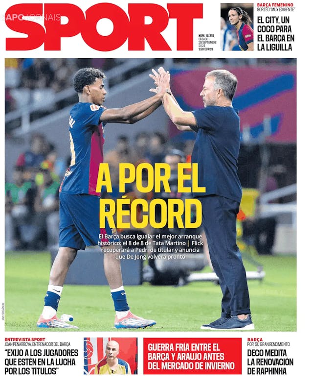 Capa jornal Sport 2024-09-28