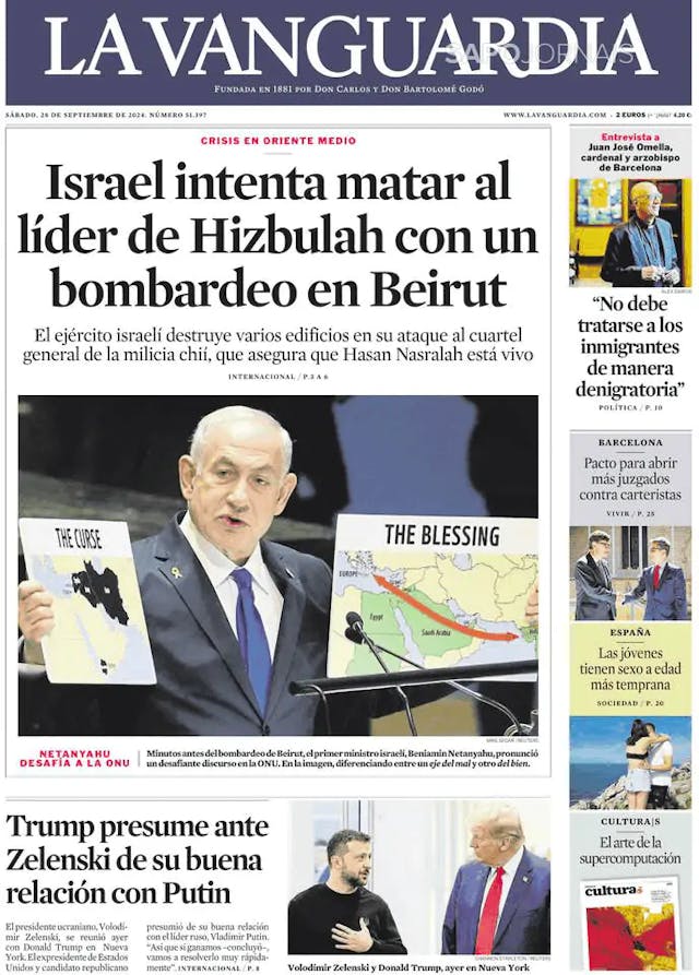 Capa jornal La Vanguardia 2024-09-28