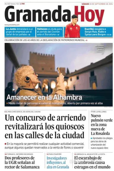 Capa jornal Granada Hoy 2024-09-28