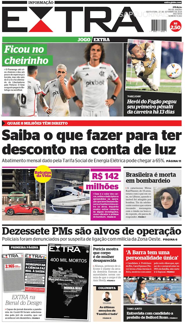 Capa jornal Extra 2024-09-27